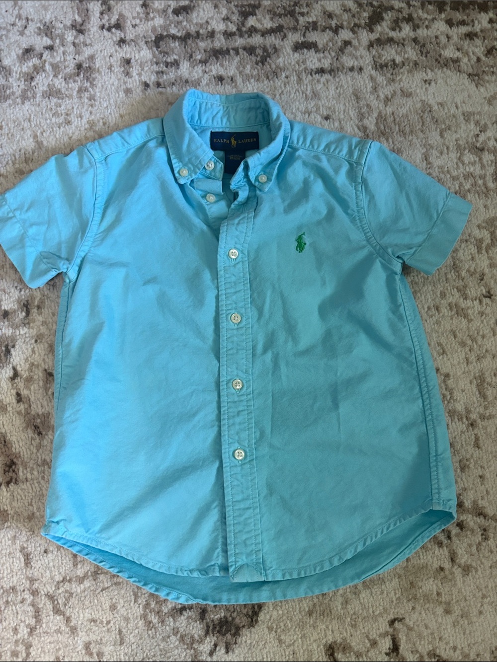 Boys Ralph Lauren Boys Short-Sleeve Button-Down Shirt - Light Blue